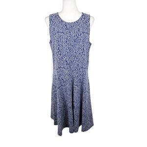 Leota Exclusively for Dia & Co 1L / XL Dress Blue White Sleeveless Fit Flare